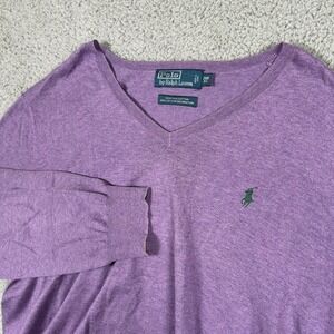 Polo Ralph Lauren Mens Sweater Light Purple 2XB V-Neck Pima Cotton